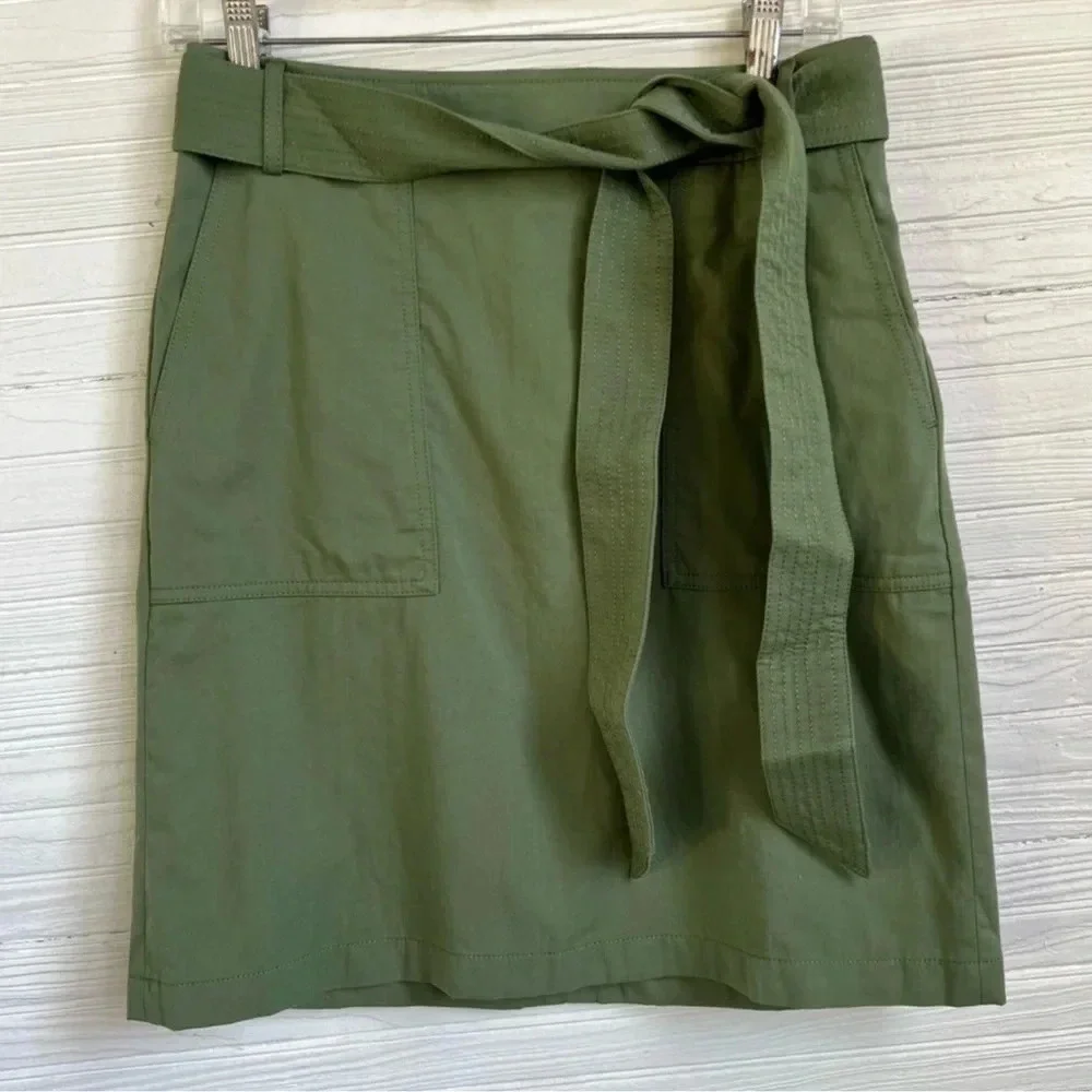 J. Crew Factory Olive Green Belted Utility Skirt